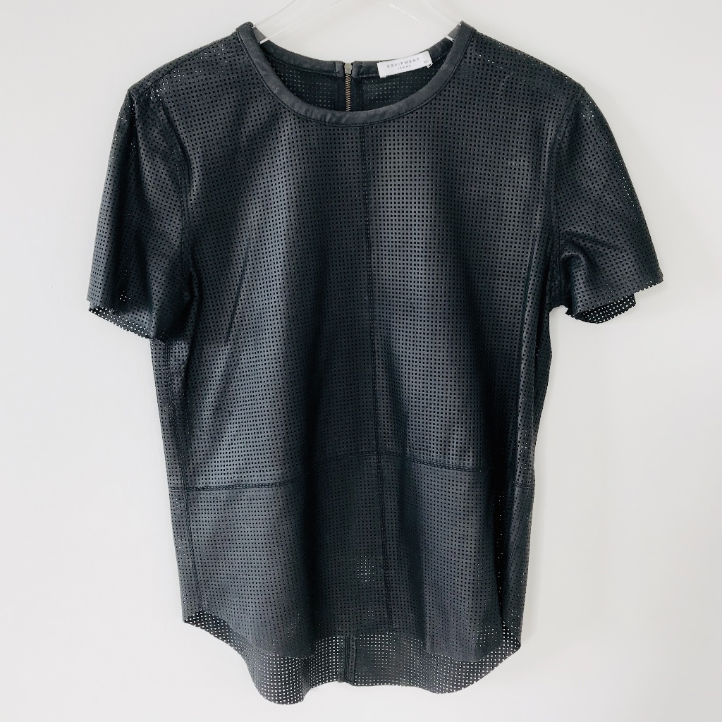 Equipment Perforated Leather Top Black Xs